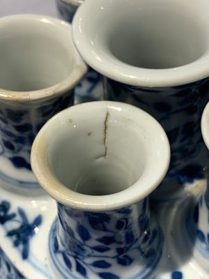 A rare Chinese blue and white crocus-shaped vase with birds among flowers, Kangxi mark, 19th C. — photo 10