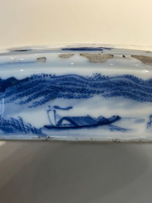 A rare Chinese blue and white cylindrical box and cover for the Thai or Vietnamese market, Jin Tang Fa Ji 錦堂發記 mark, Daoguang — photo 11