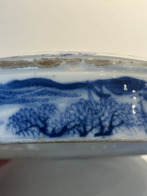 A rare Chinese blue and white cylindrical box and cover for the Thai or Vietnamese market, Jin Tang Fa Ji 錦堂發記 mark, Daoguang — photo 12