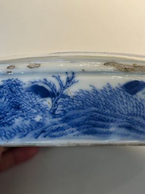 A rare Chinese blue and white cylindrical box and cover for the Thai or Vietnamese market, Jin Tang Fa Ji 錦堂發記 mark, Daoguang — photo 14