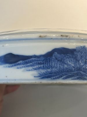 A rare Chinese blue and white cylindrical box and cover for the Thai or Vietnamese market, Jin Tang Fa Ji 錦堂發記 mark, Daoguang — photo 17