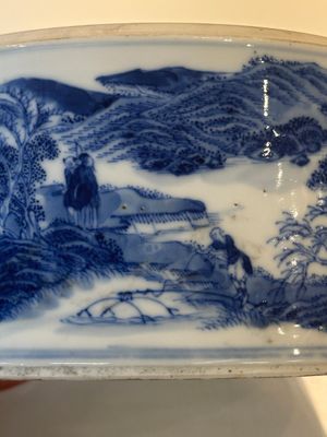 A rare Chinese blue and white cylindrical box and cover for the Thai or Vietnamese market, Jin Tang Fa Ji 錦堂發記 mark, Daoguang — photo 22
