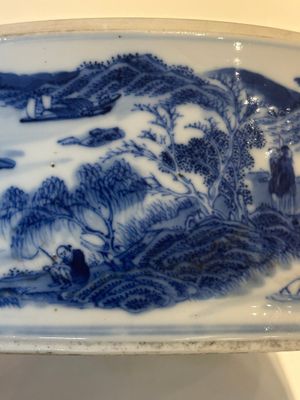 A rare Chinese blue and white cylindrical box and cover for the Thai or Vietnamese market, Jin Tang Fa Ji 錦堂發記 mark, Daoguang — photo 23