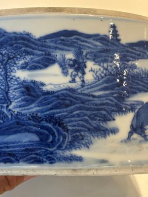 A rare Chinese blue and white cylindrical box and cover for the Thai or Vietnamese market, Jin Tang Fa Ji 錦堂發記 mark, Daoguang — photo 25