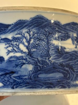 A rare Chinese blue and white cylindrical box and cover for the Thai or Vietnamese market, Jin Tang Fa Ji 錦堂發記 mark, Daoguang — photo 26
