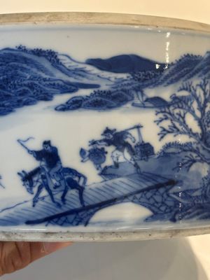 A rare Chinese blue and white cylindrical box and cover for the Thai or Vietnamese market, Jin Tang Fa Ji 錦堂發記 mark, Daoguang — photo 27