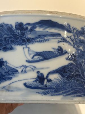 A rare Chinese blue and white cylindrical box and cover for the Thai or Vietnamese market, Jin Tang Fa Ji 錦堂發記 mark, Daoguang — photo 30