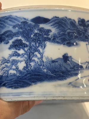 A rare Chinese blue and white cylindrical box and cover for the Thai or Vietnamese market, Jin Tang Fa Ji 錦堂發記 mark, Daoguang — photo 31
