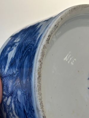 A rare Chinese blue and white cylindrical box and cover for the Thai or Vietnamese market, Jin Tang Fa Ji 錦堂發記 mark, Daoguang — photo 36