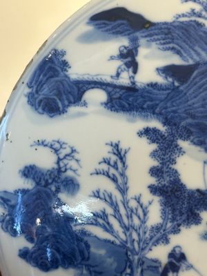 A rare Chinese blue and white cylindrical box and cover for the Thai or Vietnamese market, Jin Tang Fa Ji 錦堂發記 mark, Daoguang — photo 10