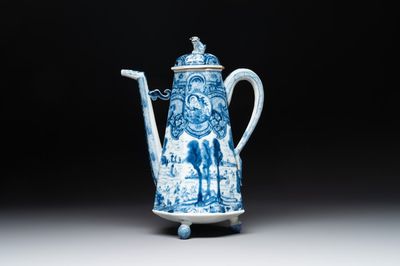 A rare Chinese blue and white 'Europa and the bull' coffeepot and cover, Kangxi
