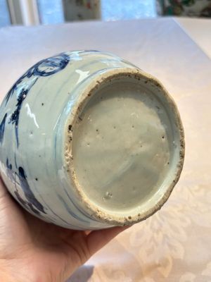 A rare Chinese blue and white 'Immortals' garlic-mouth bottle vase, Wanli/Tianqi — photo 8