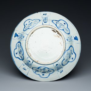 A rare Chinese blue and white kraak porcelain dish with Portuguese ships on the rim, Wanli — photo 2