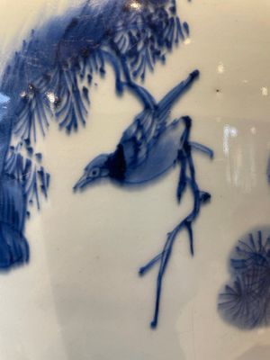 A rare Chinese blue and white lantern-shaped vase with figures in a landscape and calligraphy, Shunzi/early Kangxi — photo 17
