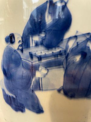 A rare Chinese blue and white lantern-shaped vase with figures in a landscape and calligraphy, Shunzi/early Kangxi — photo 20