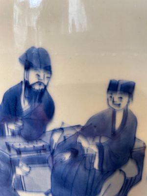 A rare Chinese blue and white lantern-shaped vase with figures in a landscape and calligraphy, Shunzi/early Kangxi — photo 21