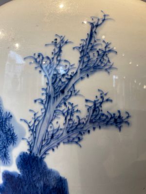 A rare Chinese blue and white lantern-shaped vase with figures in a landscape and calligraphy, Shunzi/early Kangxi — photo 24