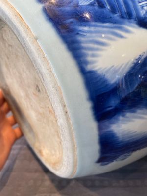 A rare Chinese blue and white lantern-shaped vase with figures in a landscape and calligraphy, Shunzi/early Kangxi — photo 10