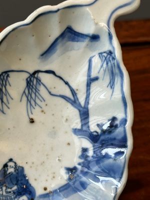 A rare Chinese blue and white leaf-shaped ko-sometsuke dish for the Japanese market, Tianqi — photo 3