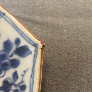A rare Chinese blue and white lotus-shaped 'leopard' dish, Kangxi — 照片 7
