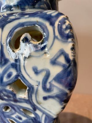 A rare Chinese blue and white openworked incense burner, Ming — 照片 11