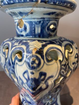 A rare Chinese blue and white openworked incense burner, Ming — 照片 16