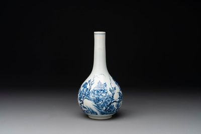 A rare Chinese blue and white soft paste porcelain bottle vase, Chenghua mark, Yongzheng/Qianlong