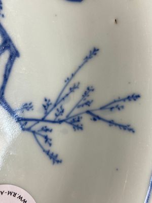 A rare Chinese blue and white 'Xi Xiang Ji' plate, Jiajing mark, Transitional period — 照片 15