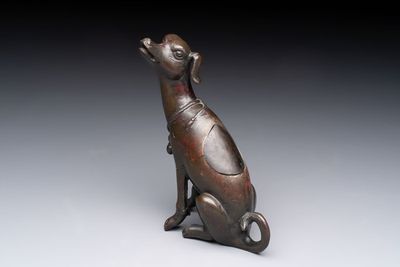 A rare Chinese bronze 'hound' censer, Ming