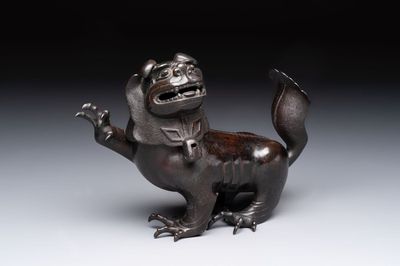 A rare Chinese bronze lion-form censer, Southern Song