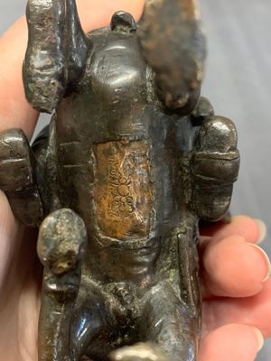 A rare Chinese bronze Vaishravana on horseback with wooden stand, Yuan — photo 11