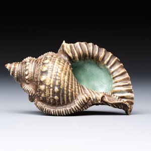 A rare Chinese brown- and turquoise-glazed conch-form brush washer, Qianlong — 照片 5