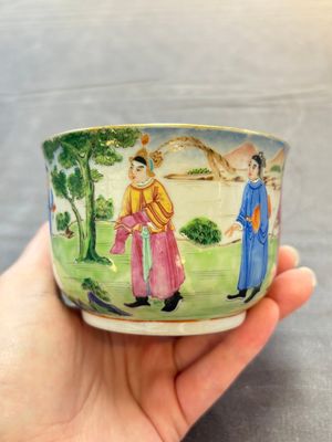 A rare Chinese Canton famille rose inscribed cup and saucer, Daoguang mark and of the period — 照片 6