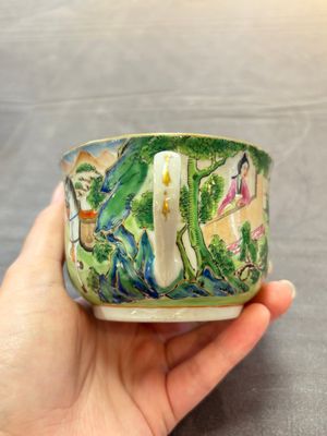 A rare Chinese Canton famille rose inscribed cup and saucer, Daoguang mark and of the period — 照片 8