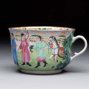 A rare Chinese Canton famille rose inscribed cup and saucer, Daoguang mark and of the period — 照片 4