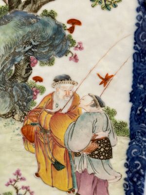 A rare Chinese Canton famille rose lozenge-shaped 'fisherman, woodcutter, farmer and scholar 漁樵耕讀圖' vase, Qianlong — 照片 6