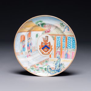 A rare Chinese Canton famille rose plate with the arms of Wight or Bradley, 19th C. — photo 1