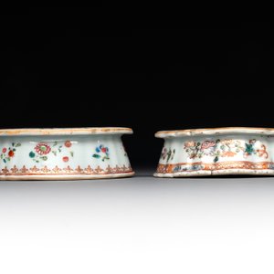 A rare Chinese crown-monogrammed salt and two fine famille rose salts, Qianlong — photo 3