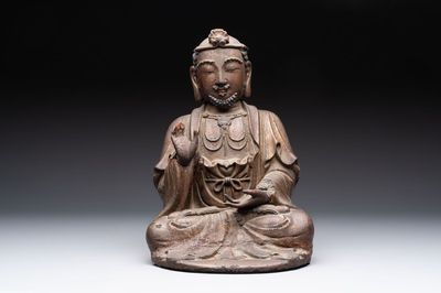 A rare Chinese dry lacquer figure of a Luohan, Ming
