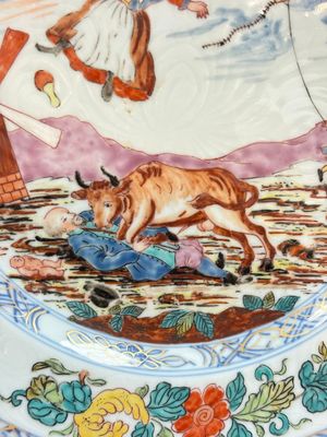 A rare Chinese Dutch-decorated 'The miracle of Zaandam' plate and cup, Qianlong — photo 2