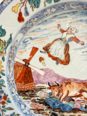 A rare Chinese Dutch-decorated 'The miracle of Zaandam' plate and cup, Qianlong — photo 3