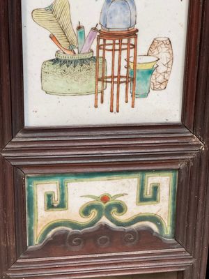 A rare Chinese eight-panel hongmu room divider with 48 qianjiang cai plaques, signed Jia Xingqing 贾醒卿, dated 1902 — photo 25