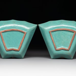 A rare Chinese enamelled Yixing stoneware nine-piece 'peonies' sweetmeat set, 19th C. — foto 5