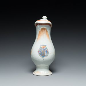 A rare Chinese export porcelain ewer and basin with crowned monogram 'RLI', Qianlong — 照片 5