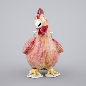 A rare Chinese export porcelain rooster-shaped wine pot and cover, 18th C. — 照片 5