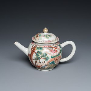 A rare Chinese famille rose 'Adam and Eve' teapot and cover, Qianlong — 照片 1