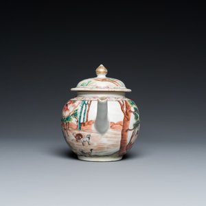 A rare Chinese famille rose 'Adam and Eve' teapot and cover, Qianlong — 照片 5