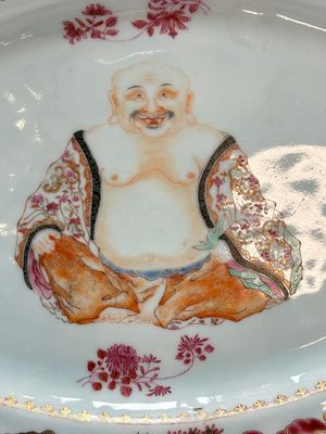 A rare Chinese famille rose 'Budai' tureen stand for the European market, Qianlong — photo 6