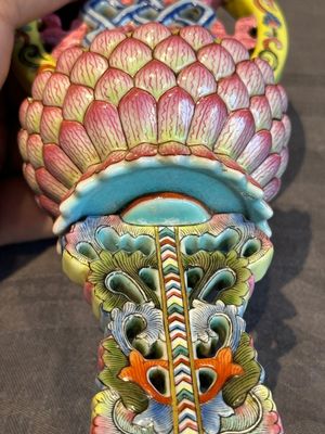 A rare Chinese famille rose Buddhist emblem altar ornament, Qianlong mark and of the period — photo 10