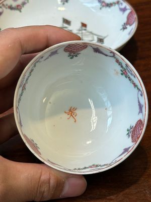 A rare Chinese famille rose 'European merchant ship' cup and saucer, Qianlong — photo 5